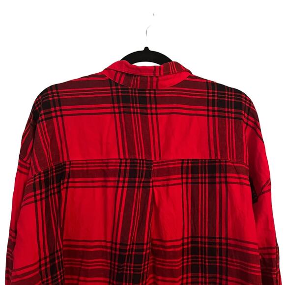 Old Navy Red Black Plaid Button Up XXL Outdoorsy Gorpcore Lumberjack Cherry - Picture 4 of 7